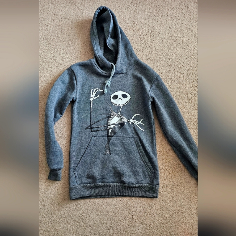 Gray Graphic Hoodie Sweater Nightmare Before Christmas